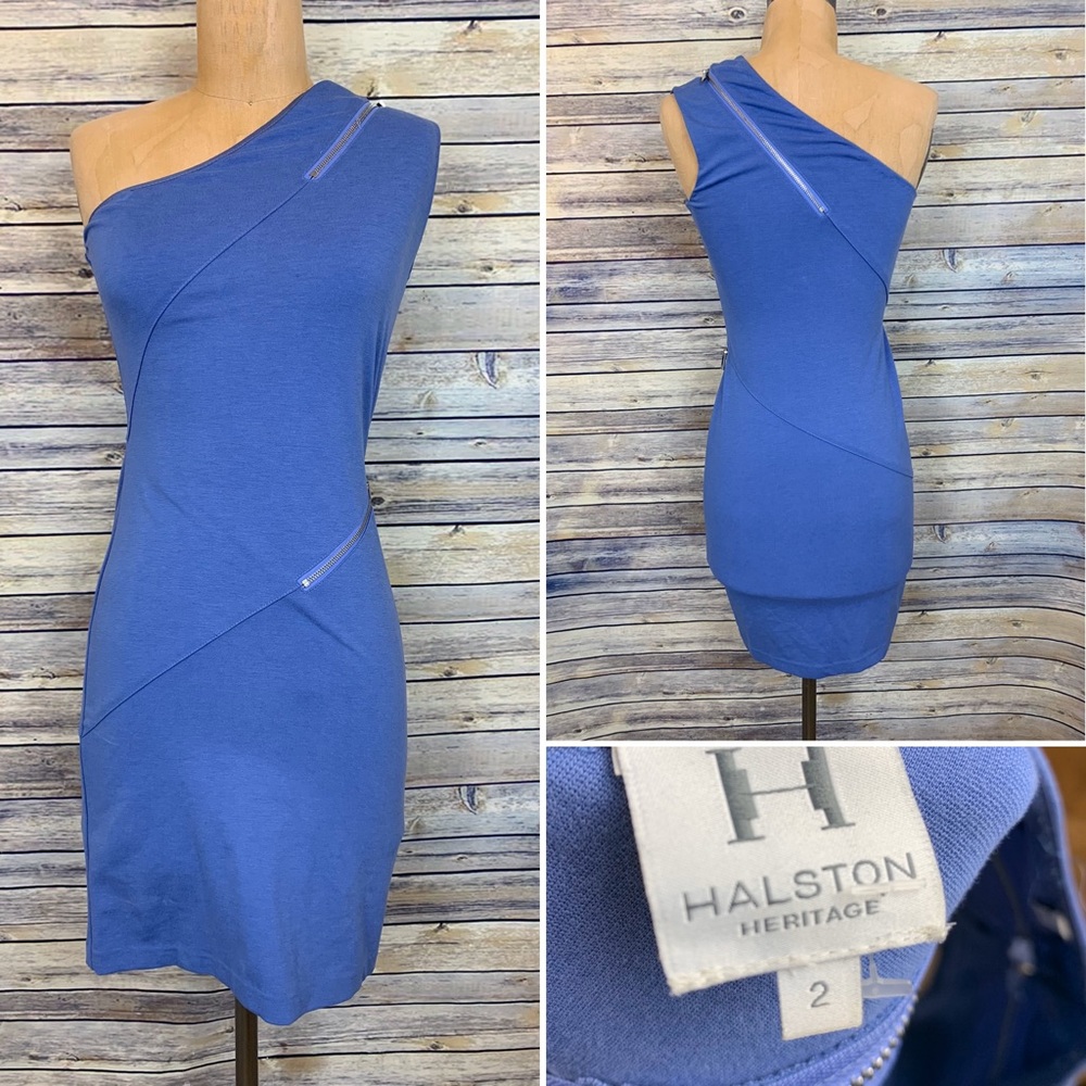 Halston one shoulder dress size 2